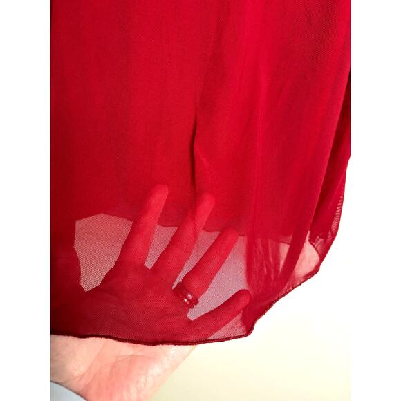 WHIMSIGOTH Women's Y2K  Red Mesh Lined Long Sleeve Backless Mini Dress Witchy M - Picture 6 of 9